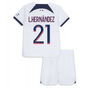 Paris Saint-Germain Lucas Hernandez #21 Replika Babytøj Udebanesæt Børn 2023-24 Kortærmet (+ Korte bukser)